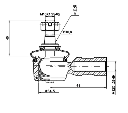 Рулевой наконечник для квадроцикла RM 500/500-2 (левая резьба) V10300050-L