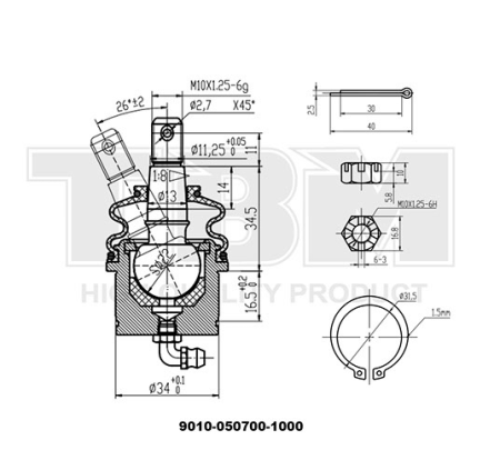 Опора шаровая верхняя для квадроцикла ЦФ (TBM 9010-050700-100)